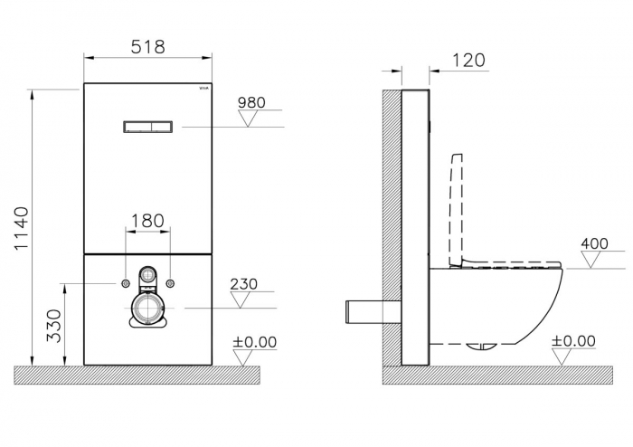 Cadru WC cu rezervor apa, sticla alba, pentru vas WC suspendat, 3/6 | 770-5760-01 [2]