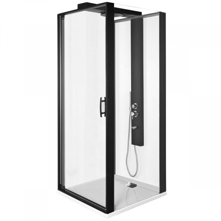 Cabine de dus - 90x90cm, flat wall, dreapta - negru profile | 56930021000