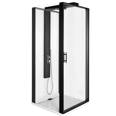 Cabine de dus - 090x090cm, l wall, stanga - negru profile | 56930024000