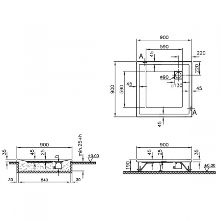 90x90cm, patrat, flat | 58700001000 [1]