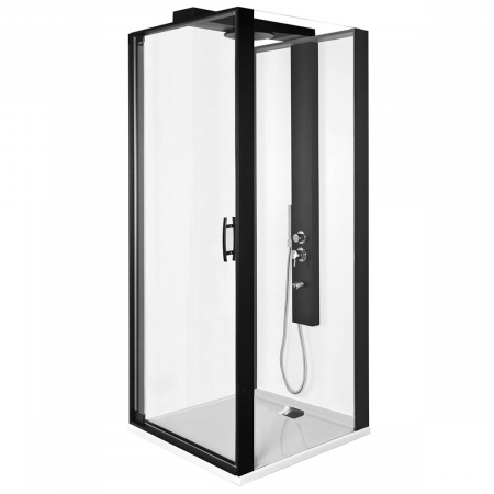 Cabine de dus - 090x090cm, u wall, dreapta - negru profile | 56930025000