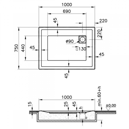 100x75cm, rectangulara zero surface | 57480001000 [1]