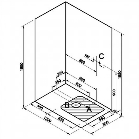120x080cm, stanga, u wall, lid, leg | 65041114000 [1]