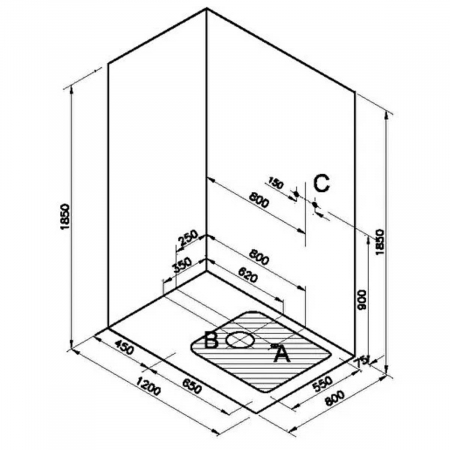 120x080cm, dreapta, u wall, leg | 65041101000 [1]