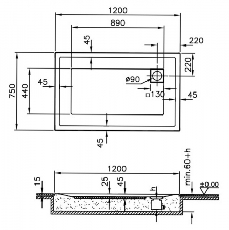 120x75cm, rectangulara zero surface | 57500001000 [1]