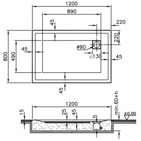120x80cm, rectangulara zero to surface | 57600001000 [1]