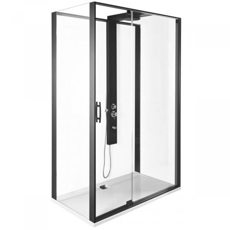 Cabine de dus - 120x90cm, stanga, negru profile | 56920021000