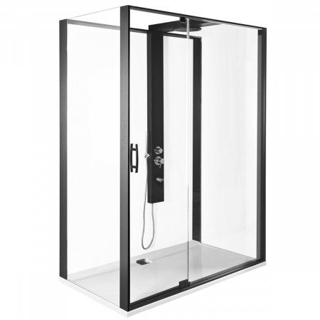 Cabine de dus - 120x90cm, u wall, stanga - negru profile | 56920024000