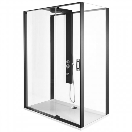 Cabine de dus - 120x90cm, u wall, dreapta - negru profile | 56920025000