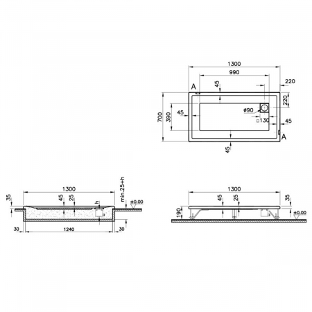 130x70cm, rectangulara flat | 54990001000 [1]