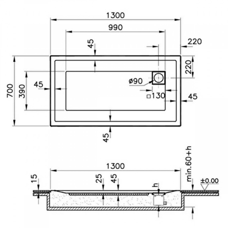 130x70cm, rectangulara zero surface | 57410001000 [1]