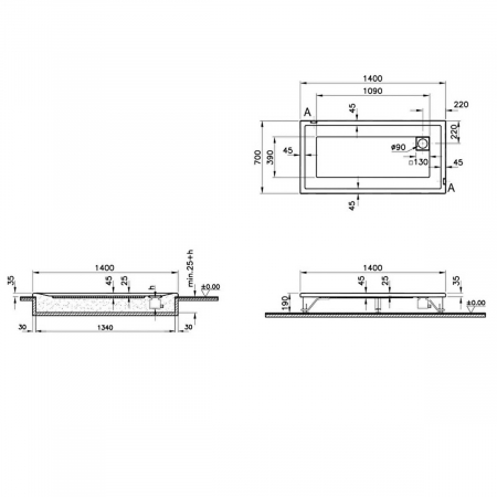 140x70cm, rectangulara flat | 55000001000 [1]
