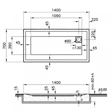 140x70cm, rectangulara zero surface | 57420001000 [1]