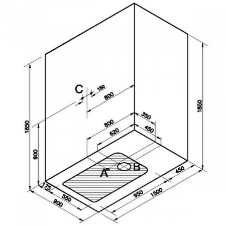 150x090cm, stanga, u wall, leg | 65061104000 [1]
