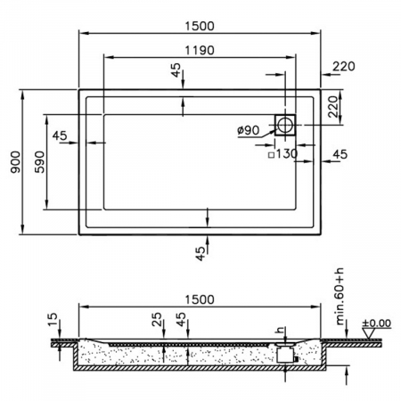 150x90cm, rectangulara zero surface | 58560001000 [1]
