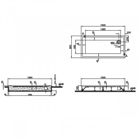 160x80cm, rectangulara flat | 56800001000 [1]