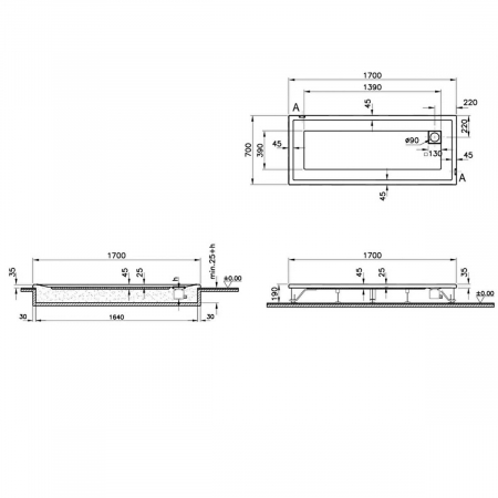 170x70cm, rectangulara flat | 55030001000 [1]