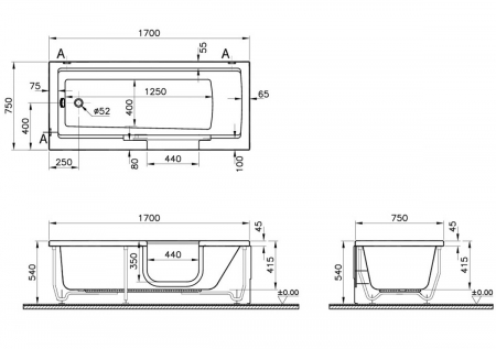 170x75cm, dreapta, body cu syphon si legs | 57930001000 [1]