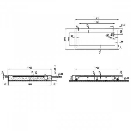 170x80cm, rectangulara flat | 56810001000 [1]