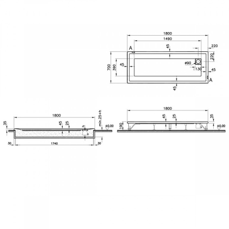 180x70cm, rectangulara flat | 57000001000 [1]