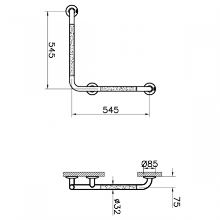 Bara sustinere / de sprijin 90 grade antialunecare inox cu aspect cromata persoane cu nevoi speciale / handicap | A44467 [1]
