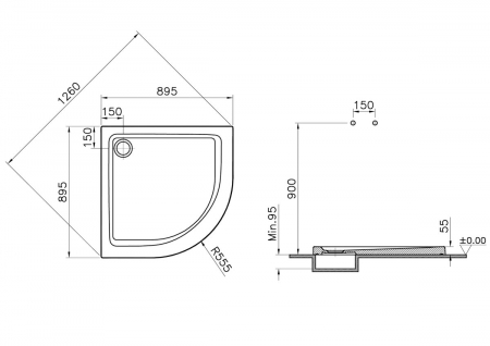 Cadita de dus pentru colt 90x90x5.5cm | 5807L003-0578 [1]