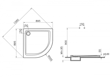 Cadita de dus antiderapanta pentru colt 90x90x5.5cm | 5807L203-0578 [1]