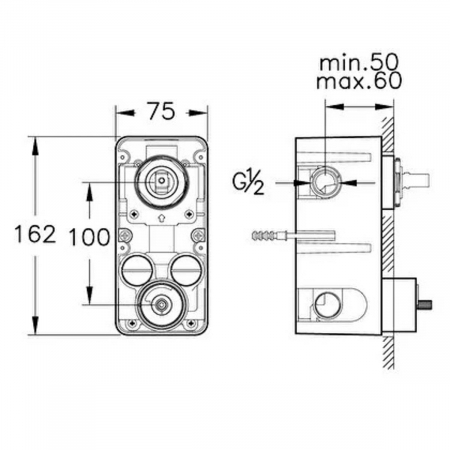 Baterie incastrata cada / dus, 3 - way deviator partea ingropata | A47119 [1]