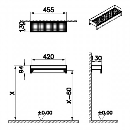 Polita, 45cm, negru metal | 66604 [1]