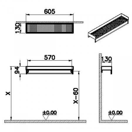 Polita 60cm negru metal | 66605 [1]