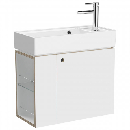 Mobilier de baie - Unitate de baza lavoar baie Plywood 60cm, alb mat, orificiul baterie pe dreapta | 66532