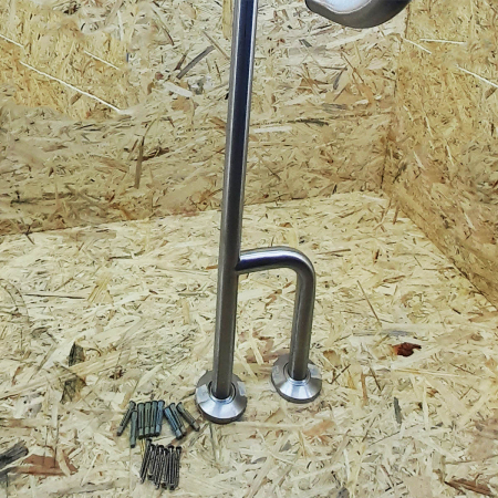 Bara de sprijin fixa cu picior de sustinere 90 cm din inox cu finisaj cromat pentru persoane cu dizabilitati | A44469 [4]