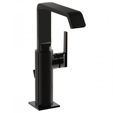 Baterii lavoar montare pe blat - Baterie lavoar baie pentru lavoar tip bol cu ventil pop-up, negru lucios | A4278039