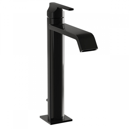 Baterii lavoar montare pe blat - Baterie lavoar baie cu maner pentru lavoar tip bol cu ventil pop-up, negru lucios | A4281539