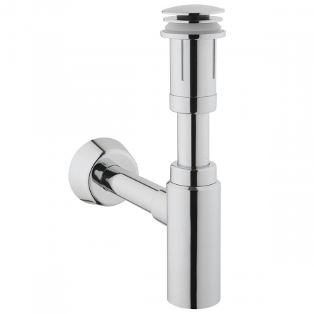 Produse in stoc - Set sifon scurgere cu ventil pentru lavoar baie, plastic cu aspect crom, click-clack | A45154