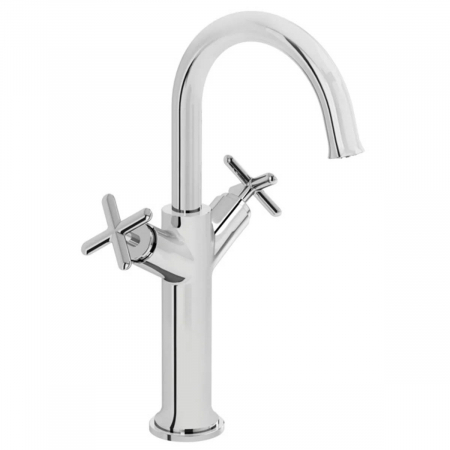 Baterii lavoar montare pe blat - Baterie lavoar baie cu manere cruce pentru lavoar tip bol | A42886