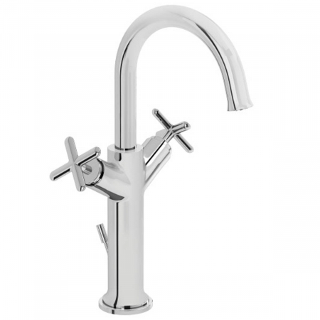 Baterii lavoar montare pe blat - Baterie lavoar baie cu manere cruce pentru lavoar tip bol cu ventil pop-up | A42887