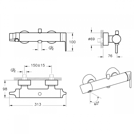 Baterie cada crom cu maner lateral | A42818 [1]