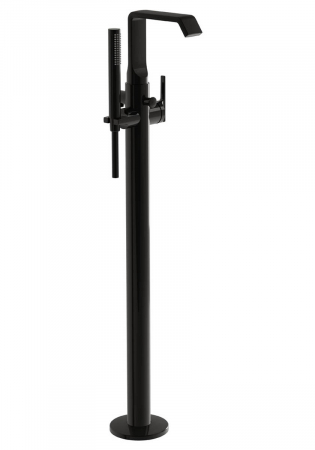 Baterii cada freestanding montaj pe pardoseala - Baterie cada cu dus de mana, montaj pe pardoseala, negru lucios | A4276939