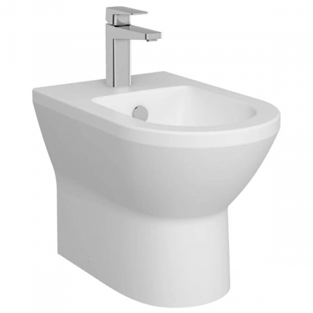 Bideuri pe pardoseala - Bideu lipit de perete 54cm cu orificiu pentru baterie, fara orificii laterale, alb mat | 7039B001-0288