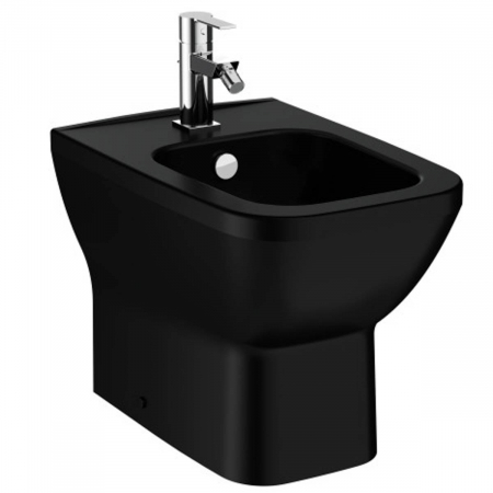 Bideu pe pardoseala lipit de perete 54cm cu orificii laterale, negru mat | 7084B083-0290