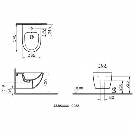 Bideu suspendat 54cm, alb mat | 4338B001-1046 [1]