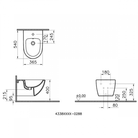 Bideu suspendat 54cm, negru mat | 4338B083-1046 [1]