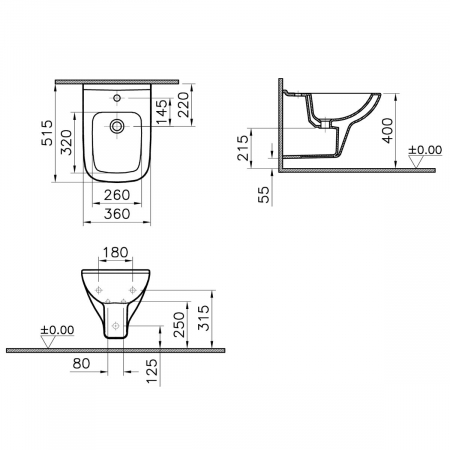 Bideu suspendat cu orificii laterale | 5508L003-1047 [1]