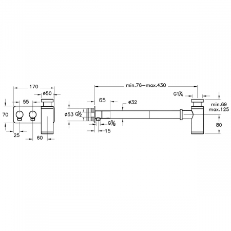 Sifon scurgere asimetric pentru lavoar, cu 1 rozeta | A4515634 [1]