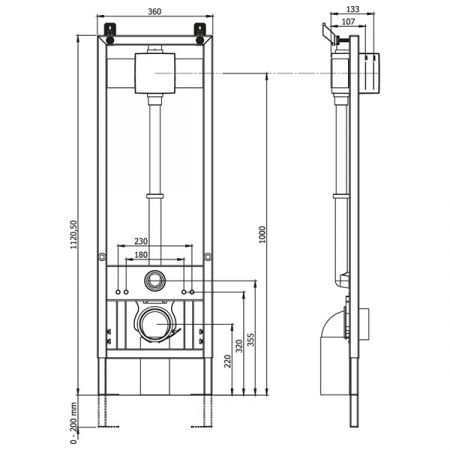 Cadru incastrat pentru WC suspendat, cu supapa de golire integrata 3/6L, fara rezervor de apa, racord 1" | 7231 [2]
