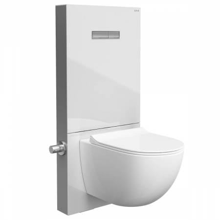Cadru WC cu rezervor din sticla alb 3/6 cu robinet de inchidere pentru montaj WC suspendat | 770-5770-01