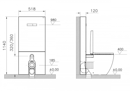 Cadru WC cu rezervor din sticla alb 3/6 pentru montaj WC lipit de perete | 770-1760-01 [1]