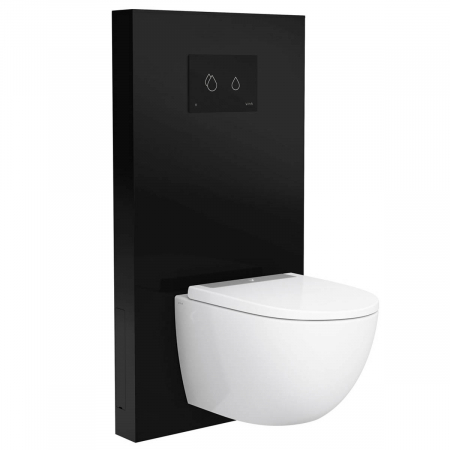 Rezervoare WC cu panou frontal din sticla - Cadru WC cu rezervor din sticla gros cu robinet de inchidere pentru WC pe pardoseala | 773-5761-01