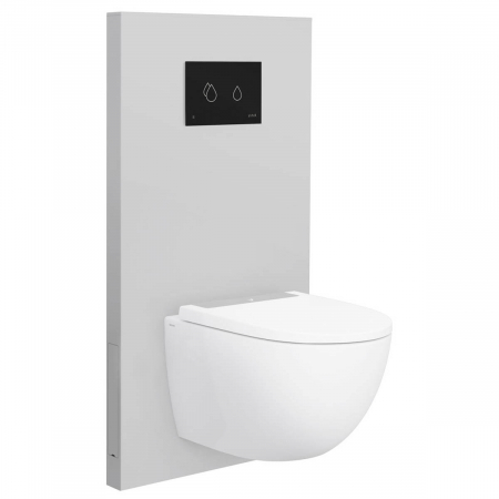Rezervoare WC cu panou frontal din sticla - Cadru WC cu rezervor din sticla gros cu robinet de inchidere pentru WC suspendat | 773-5060-01